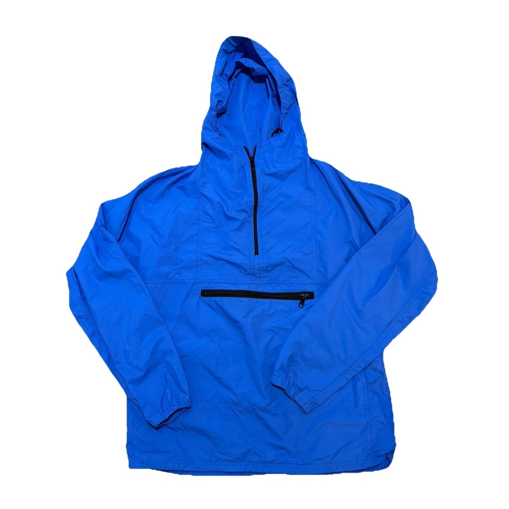 LL Bean Airy Anorak Windbreaker Men's M Royal Blue‎ 1/2 Zip Pullover Preppy VTG